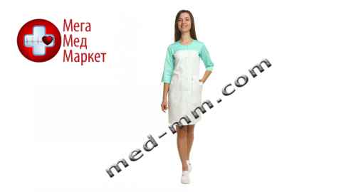 Купить Медицинский халат женский Севилья белый/мятный №85 цена, характеристики, отзывы